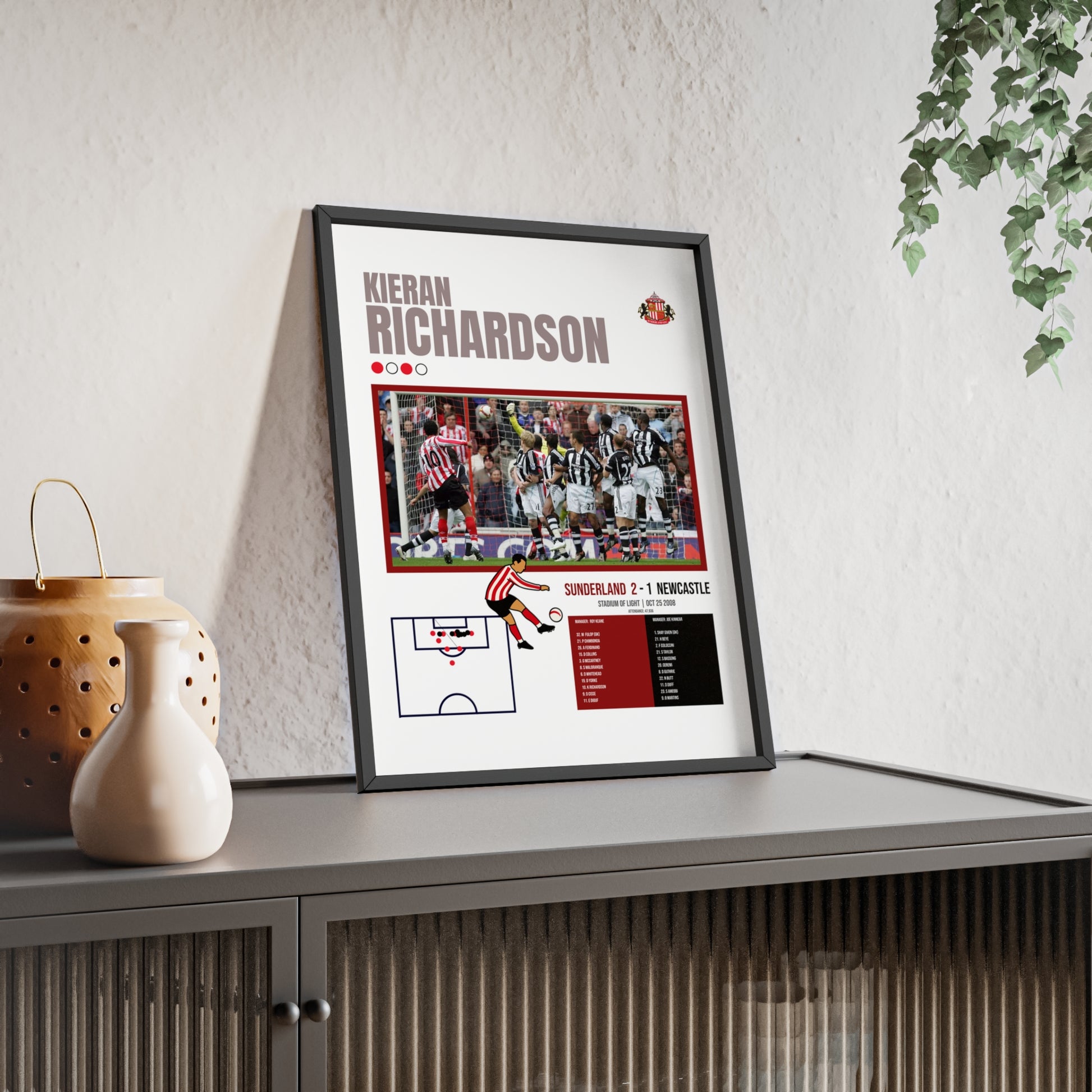 Kieran Richardson Free-Kick vs Newcastle – 2008 Derby Day Framed Print